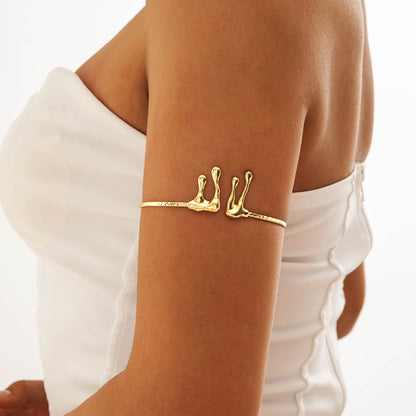 Floral Open Arm Cuff Bracelet Geometric Punk Style Beach Party Jewelry