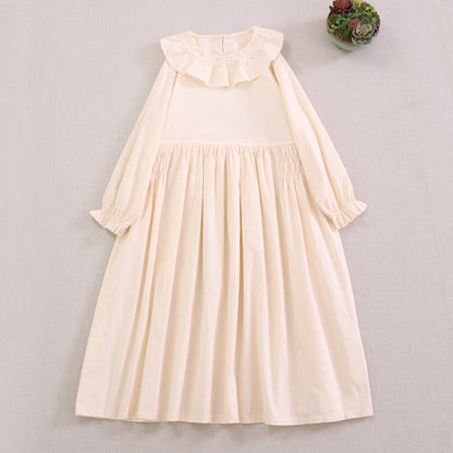 Sweet A-Line Ruffled Neck Long Sleeve Dress