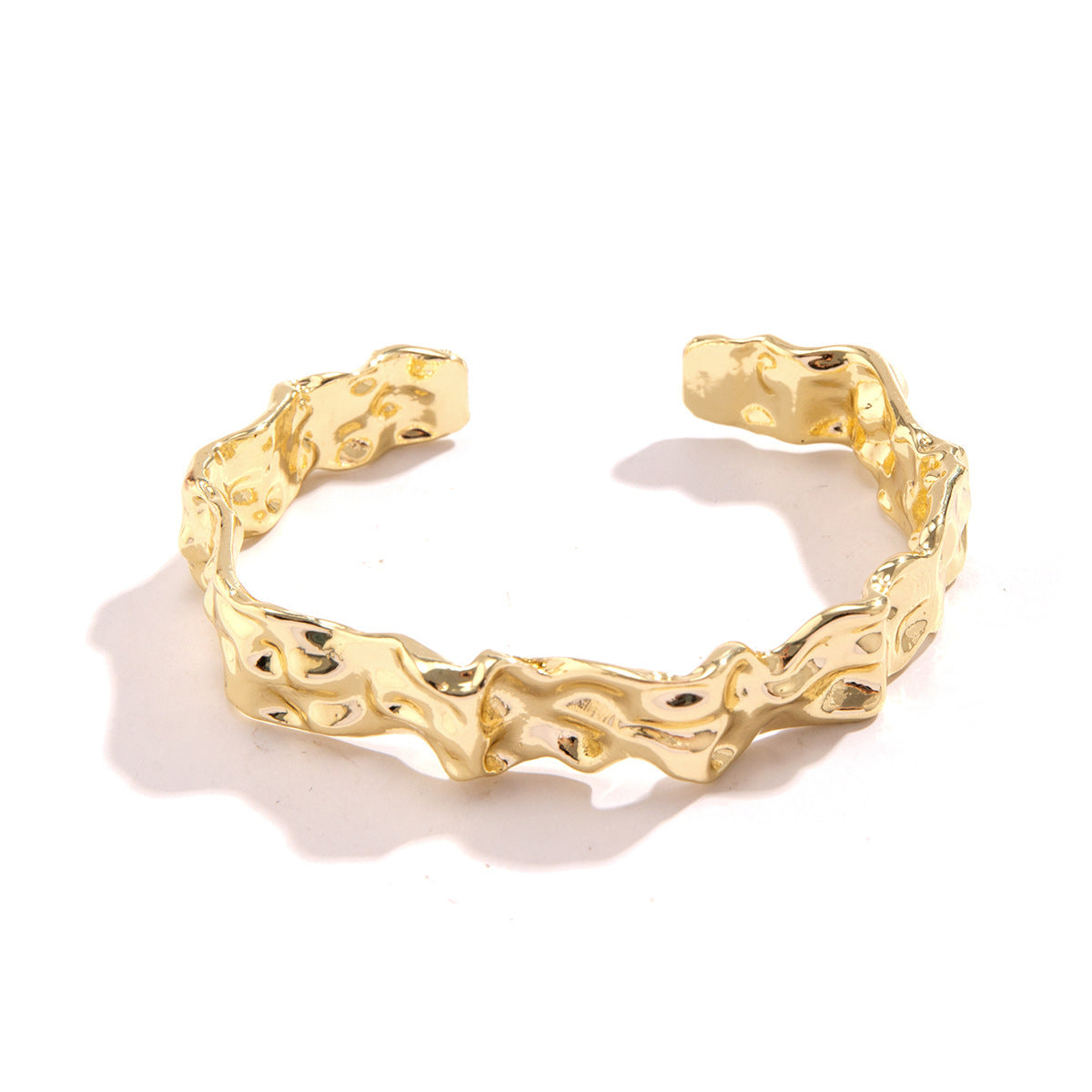 Vintage Irregular Pleated Metal Bracelet Set