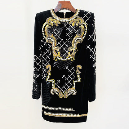 Sequin Embellished Velvet Bodycon Dress