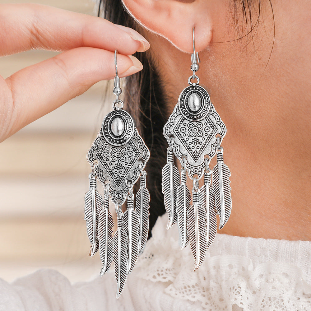 Bohemian Vintage Floral Tassel Earrings for Women
