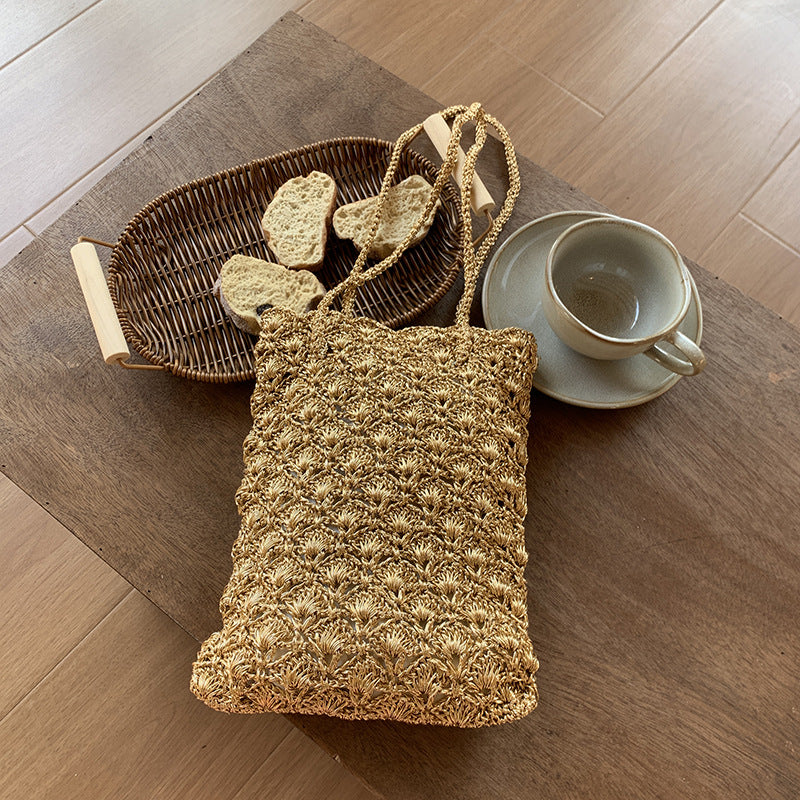 Handwoven Metallic Mini Shoulder Bag Elegant Artisanal Weave