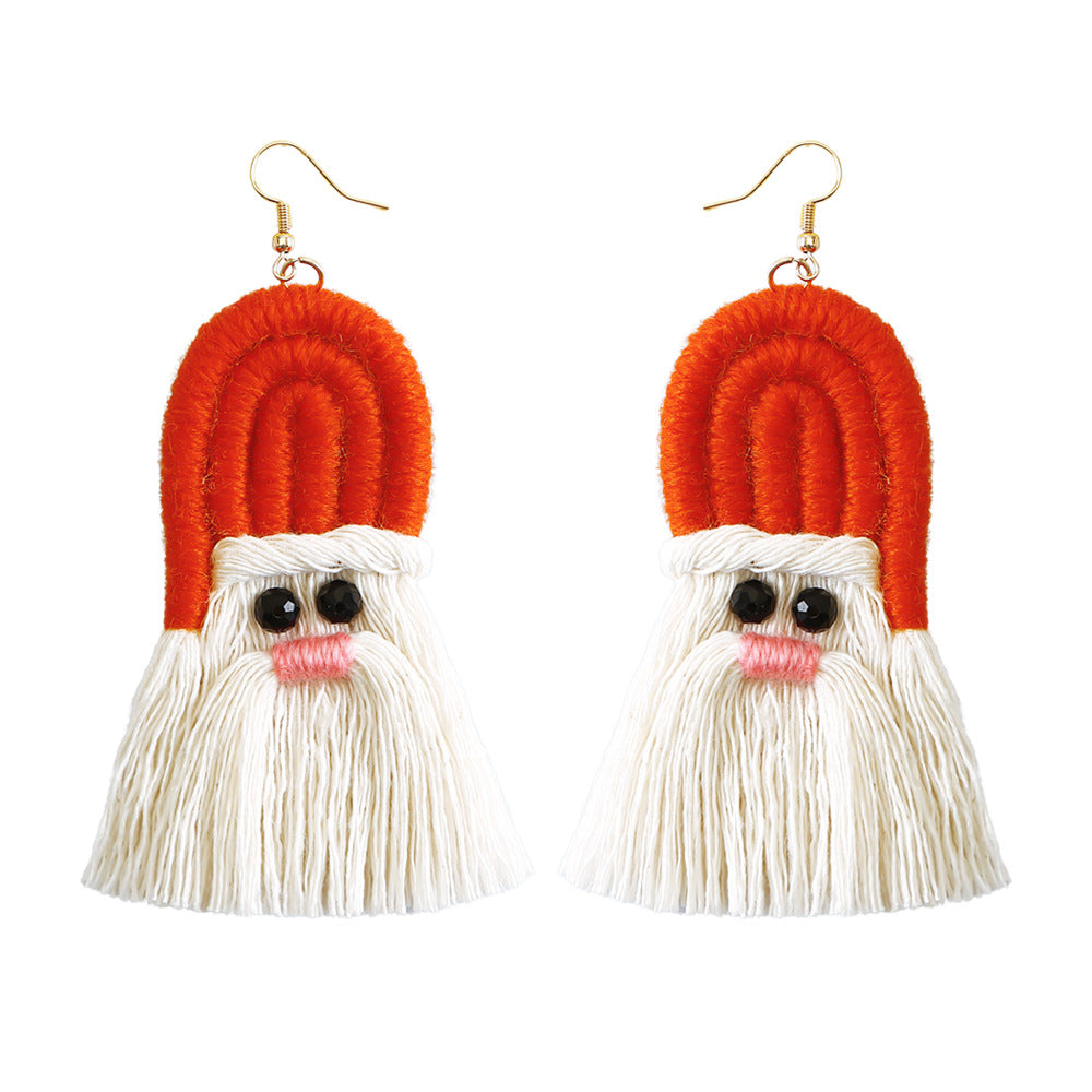 Christmas Earrings Female Creative Cartoon Christmas Bohemian Tassel Woven Handmade Earrings