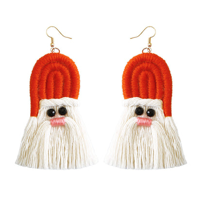 Christmas Earrings Female Creative Cartoon Christmas Bohemian Tassel Woven Handmade Earrings