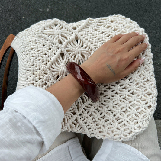 Trendy Geometric Resin Bracelet Elegant Alloy Bangle