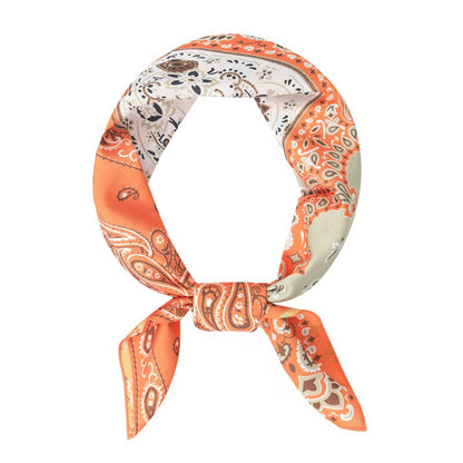 Retro Patchwork Paisley Square Satin Scarf