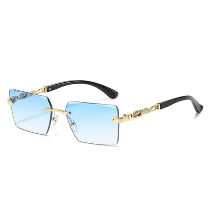 Trendy Square Sunglasses with Leopard Decoration