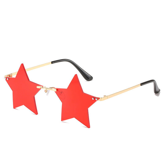 Trendy Pentagram Metal Sunglasses Colorful Ocean Lens
