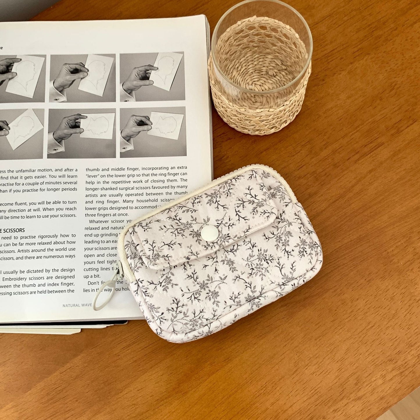 Multi-Functional Quilted Card Holder with Floral Print