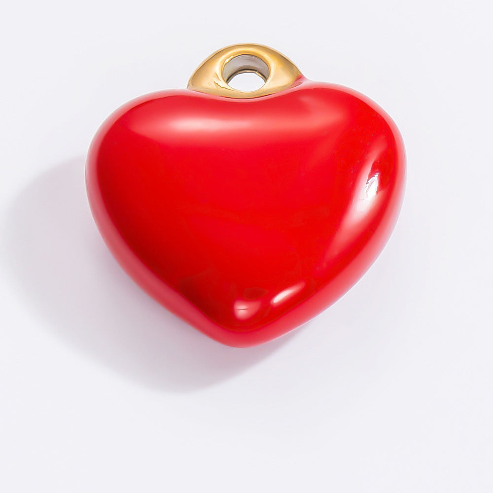 Colorful Heart Moon Pendant Charm Stainless Steel DIY Earrings