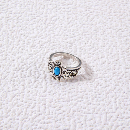 Vintage Geometric Turquoise Ring Set Alloy Fashion Jewelry