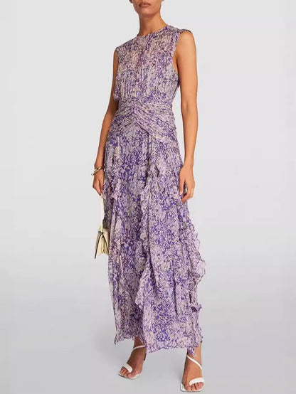Off-Shoulder Chiffon Maxi Dress Elegant Floral Print for Women