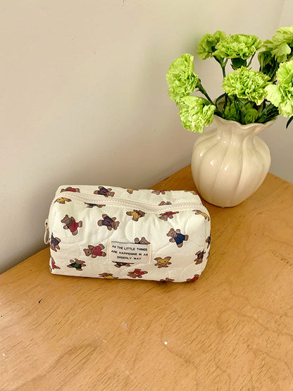 Cartoon Bear Makeup Bag Large Capacity Portable Travel Toiletry Organizer