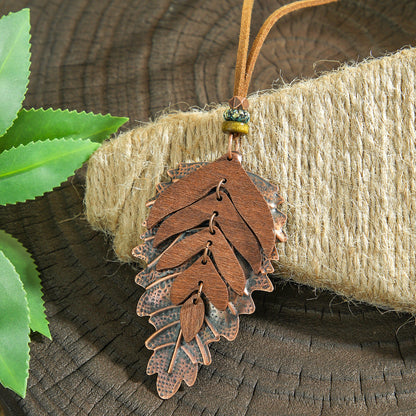 Trendy Bohemian Leaf Pendant Necklace Zinc Alloy