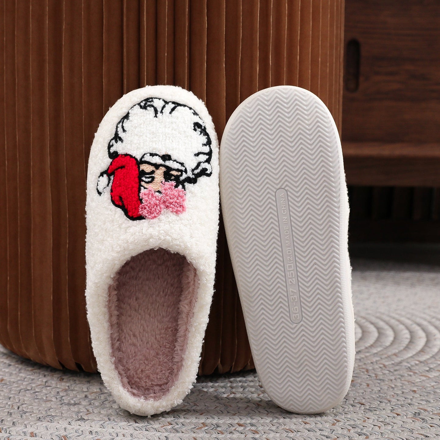 Winter Santa Claus Warm Fleece Indoor Slippers