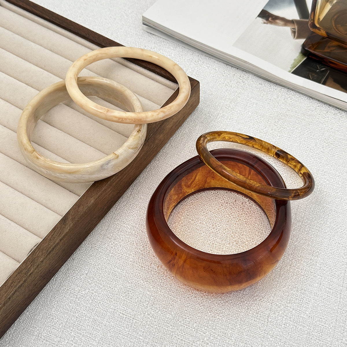 New Ombre Resin Geometric Coffee Wide Bracelet