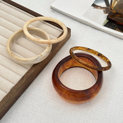 New Ombre Resin Geometric Coffee Wide Bracelet