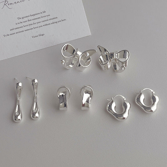 Silver Metal Irregular Cool Earrings