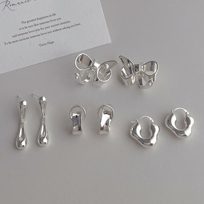 Silver Metal Irregular Cool Earrings