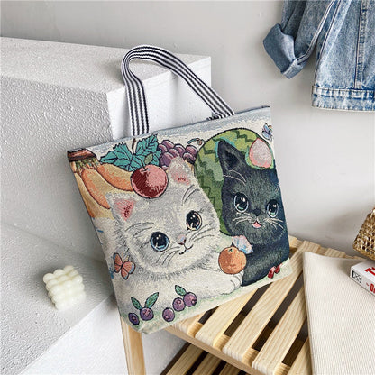Ethnic Vintage Embroidered Canvas Tote Bag for Women