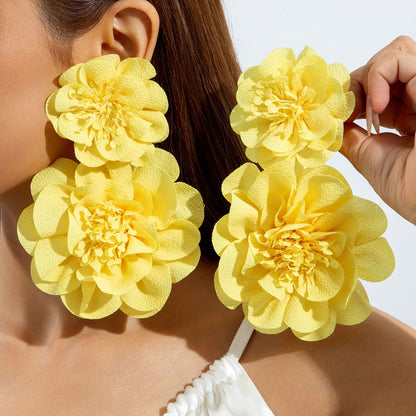 Stylish Irregular Floral Denim Flower Earrings