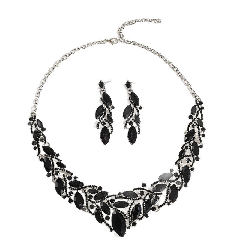 Crystal Gemstone Necklace and Earring Set with Floral Design for Elegant Occasions