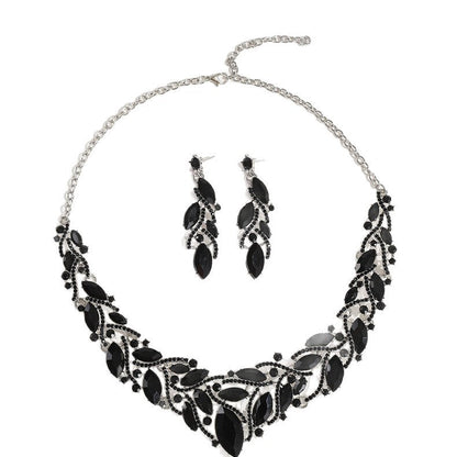 Crystal Gemstone Necklace and Earring Set with Floral Design for Elegant Occasions