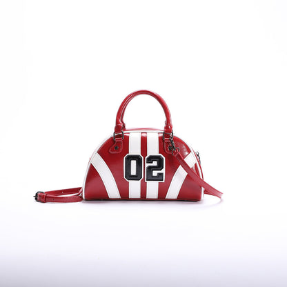 Bowling Style Color Block Handbag Trendy Casual Tote