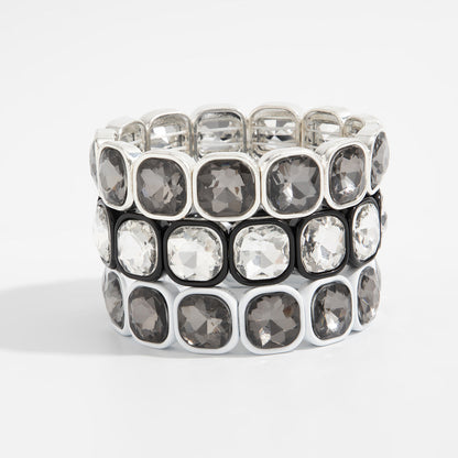 Trendy Geometric Acrylic Beaded Bracelets Stackable Metal Bangles For Women