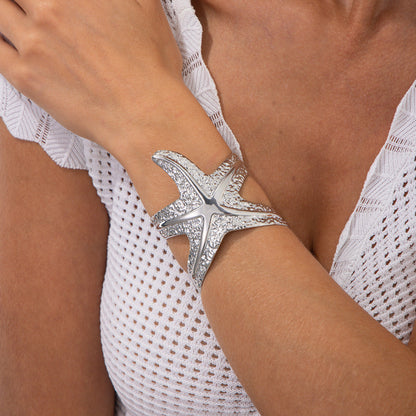 Metallic Retro Starfish Bangle Fashion Open Bracelet