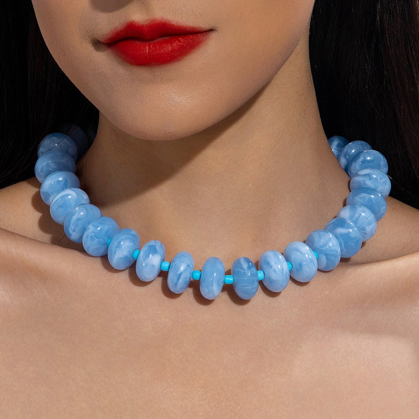 Dopamine Colorful Acrylic Beaded Necklace Trendy Sweet Style