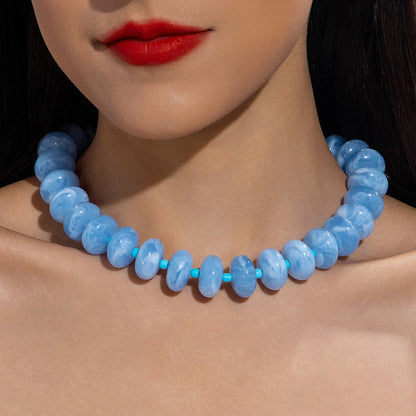 Dopamine Colorful Acrylic Beaded Necklace Trendy Sweet Style
