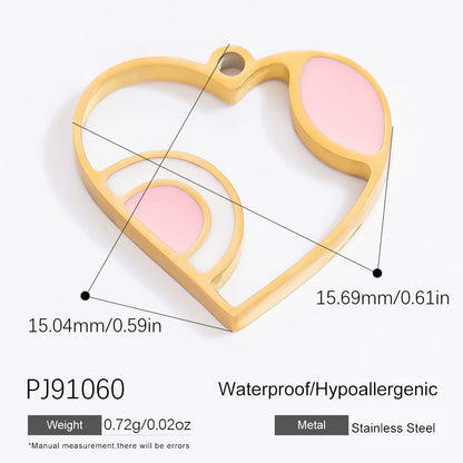 Heart-Shaped Stainless Steel 18K Gold Necklace Pendant DIY Jewelry