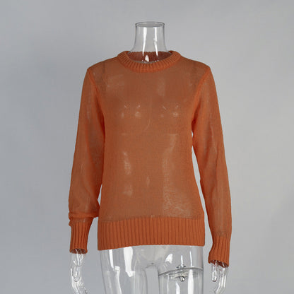Comfortable Knit Sweater with Round Neck for Women
