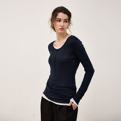 High-Quality Tencel Wool Women’s Long Sleeve Knit Top