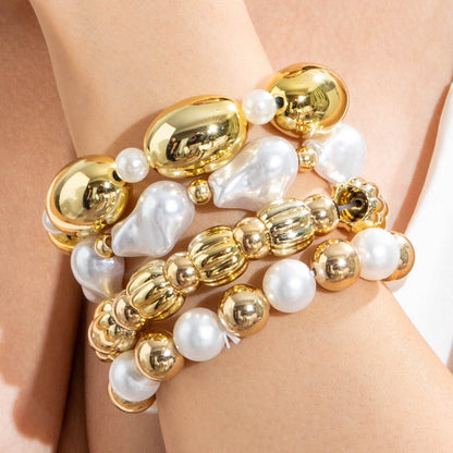 Layered Geometric Statement Cuff Bracelet Set