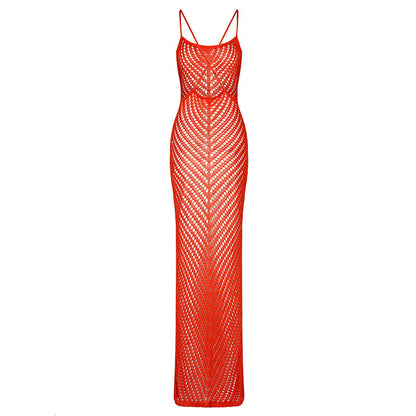 Hollow Out Spaghetti Split Dress Cover Up