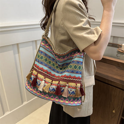 Casual Fringe Tote Bag Cotton for Daily Use