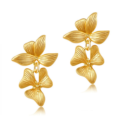 Irregular Vintage Flower Pendant Elegant Earrings