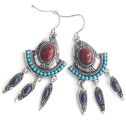 Retro Ethnic Tassel Earrings Female Pure Silver Needle Earrings
