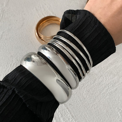 Trendy Metal Geometric Cuff Bracelet Set