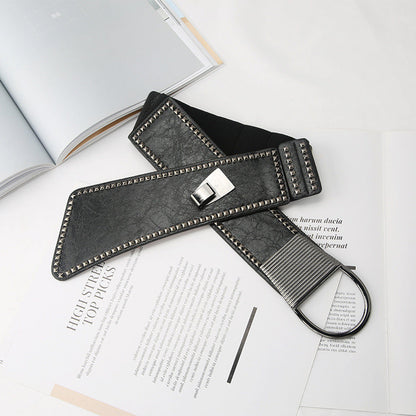 Punk Studded Elastic Wide Waist Belt