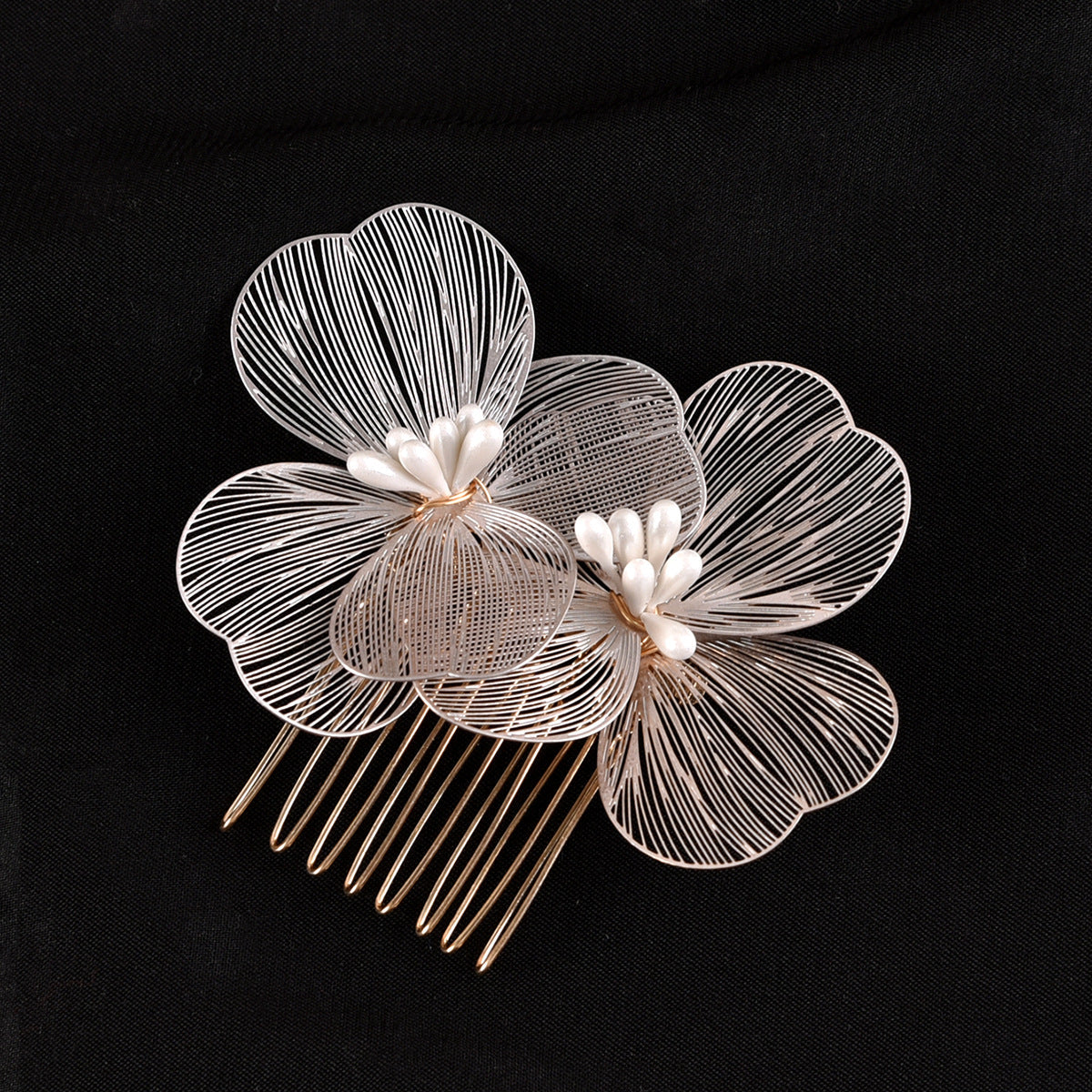 Bridal Hair Accessories Gold Floral Comb Vintage Retro Design