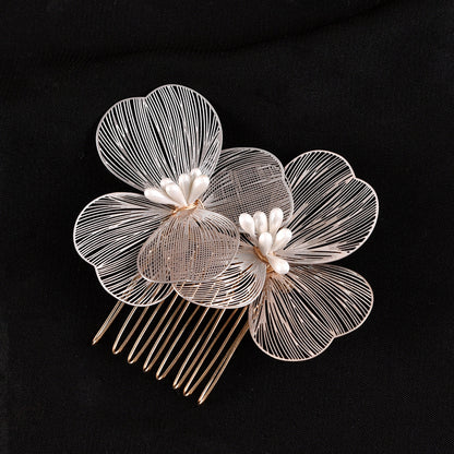 Bridal Hair Accessories Gold Floral Comb Vintage Retro Design