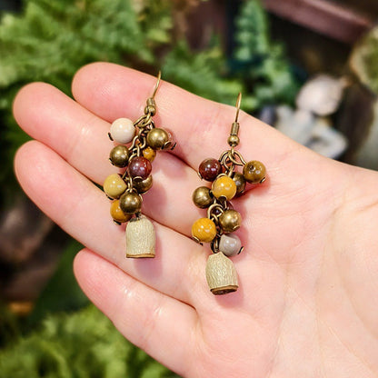 Vintage Botanical Wood Hoop Earrings - Handcrafted Nature-Inspired Designs