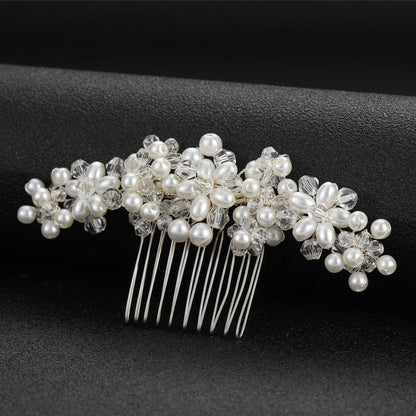 Bridal Wedding Hair Accessories Handcrafted Pearl Crystal Hair Comb