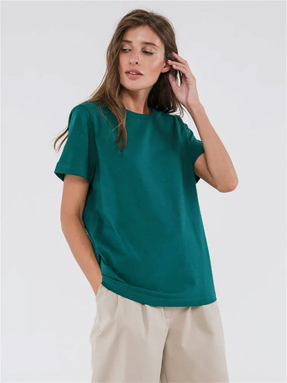 Casual Solid Cotton Short Sleeve T-Shirt for Everyday Wear