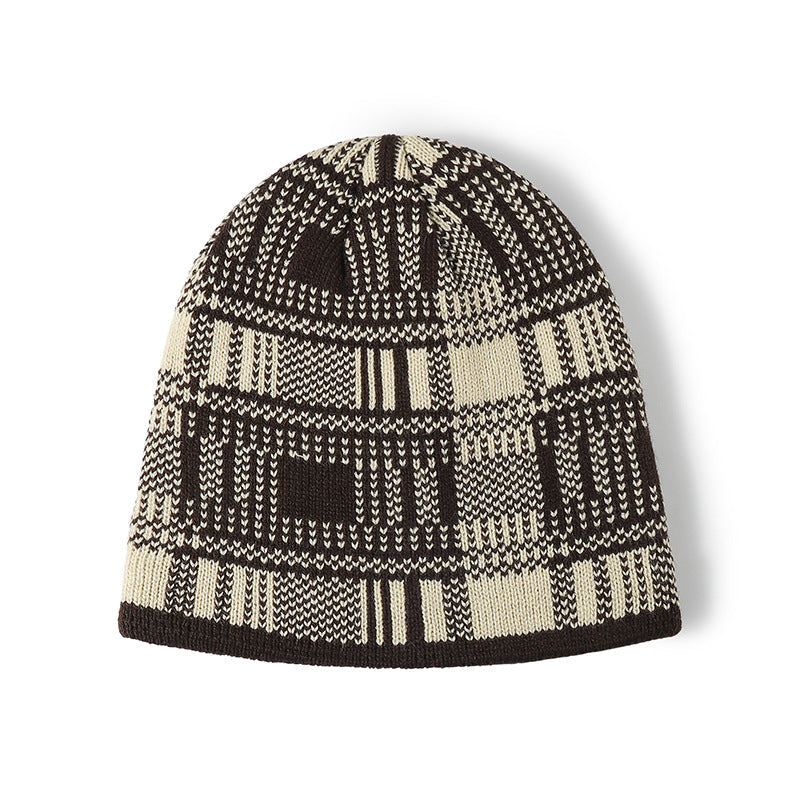 Trendy Striped Color Block Warm Knit Beanie Hat