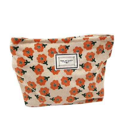 Retro Floral Makeup Bag Canvas Travel Toiletry Pouch