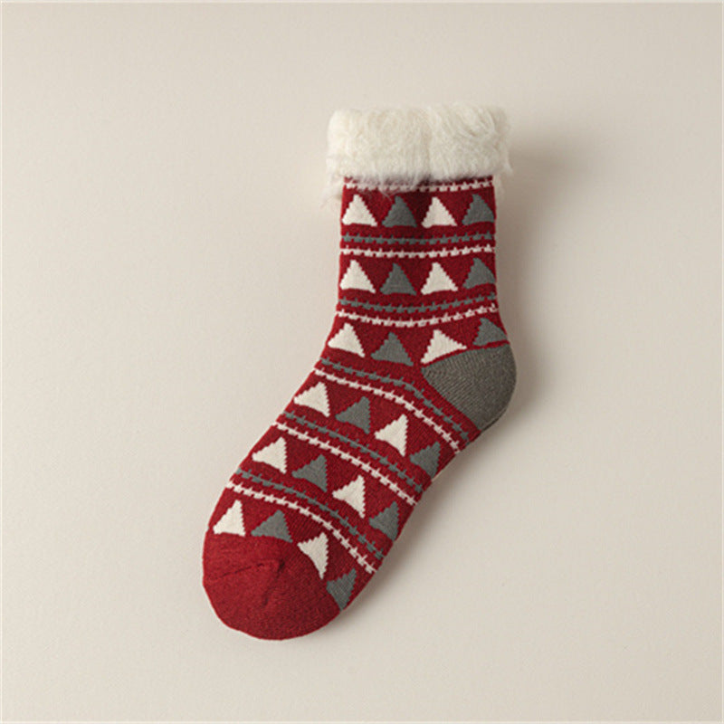 Christmas Reindeer Winter Fuzzy Crew Socks